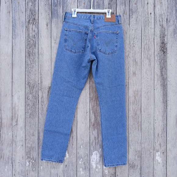 Levis 501 S Skinny High Rise Button Fly Distressed Blue Denim Jeans Women Sz 25 - Picture 4 of 8